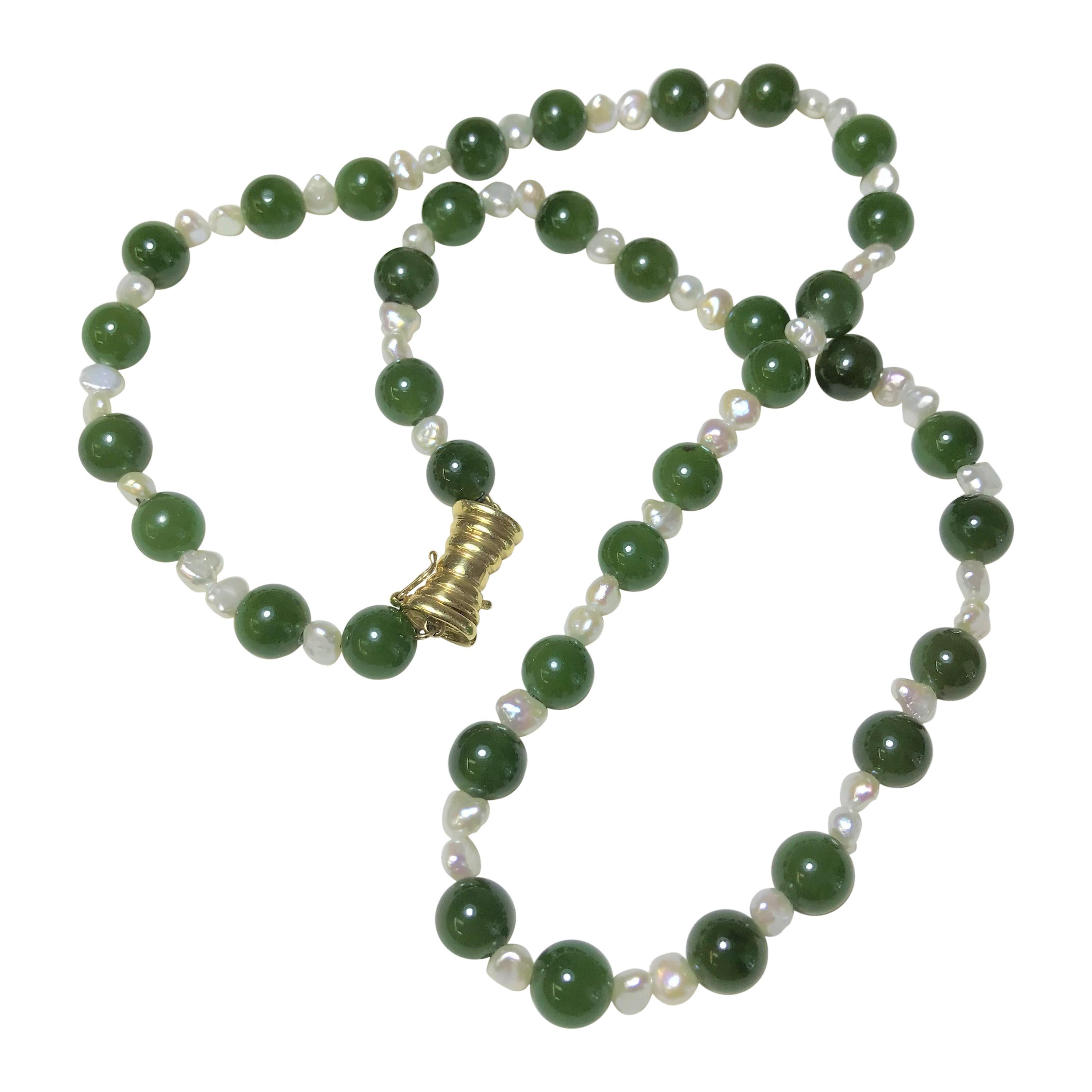 14 Karat Jadeite Pearl Necklace