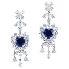 14 Karat Kyanite White Diamond Chandelier Earrings 