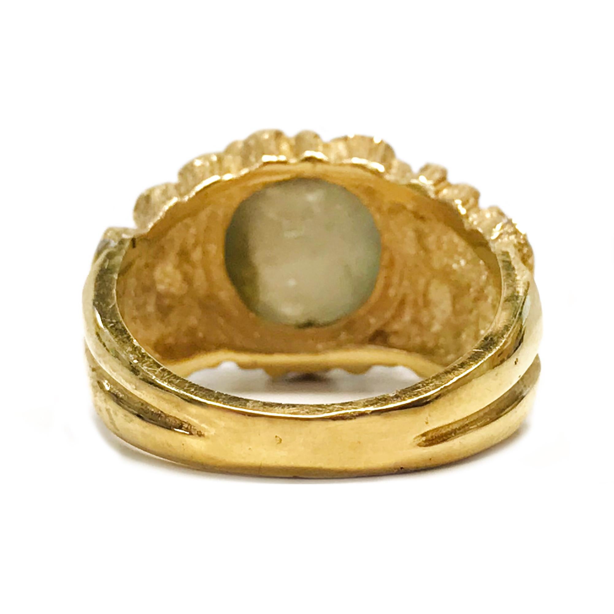 Cabochon 14 Karat Labradorite Nugget Ring For Sale