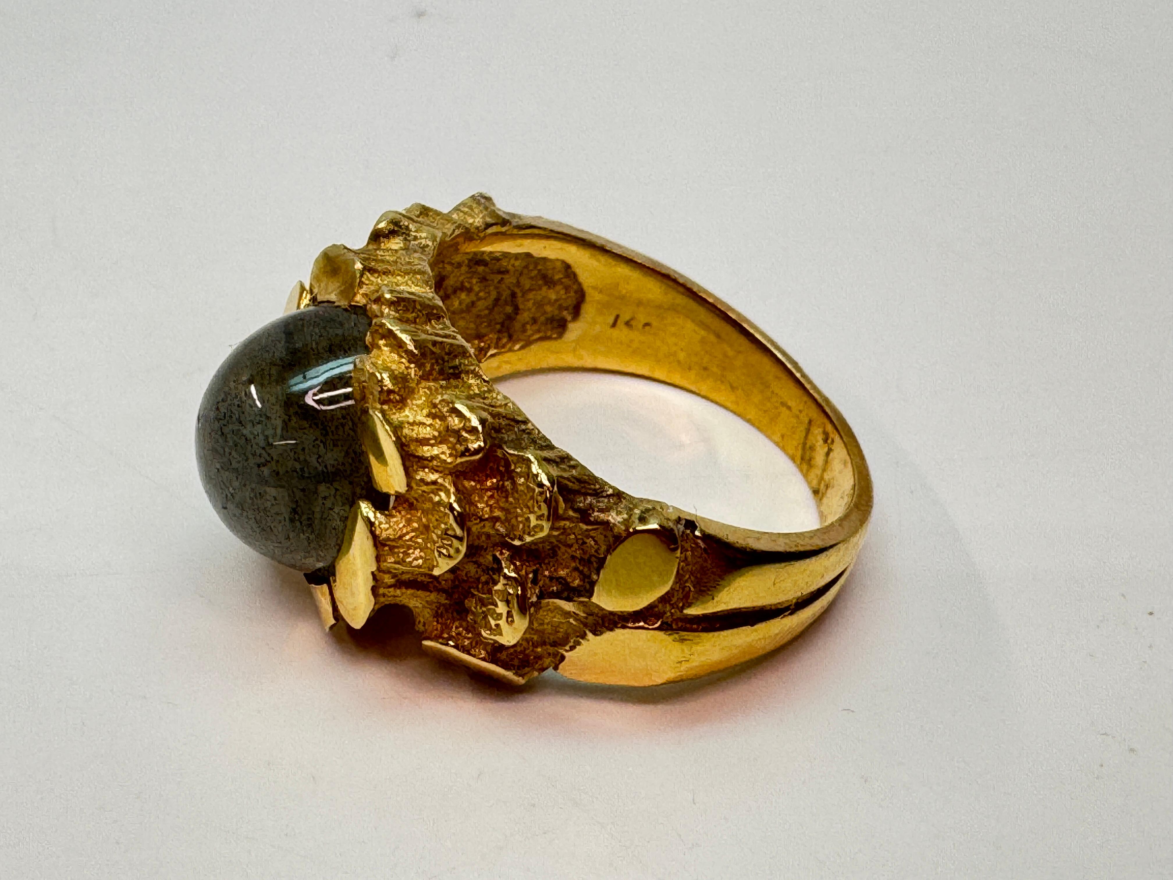Anello con pepita di labradorite da 14 carati in vendita 1