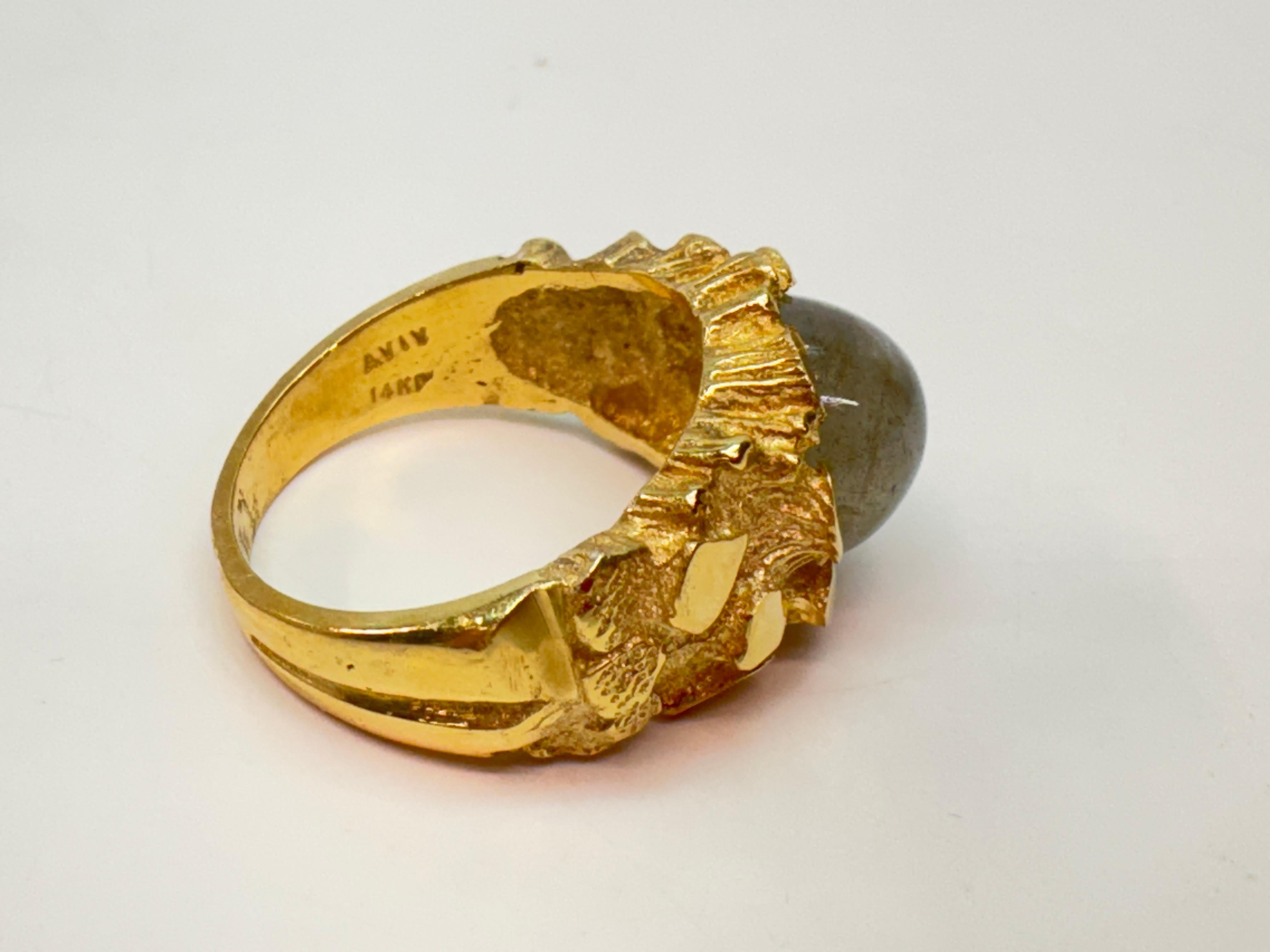 Anello con pepita di labradorite da 14 carati in vendita 2
