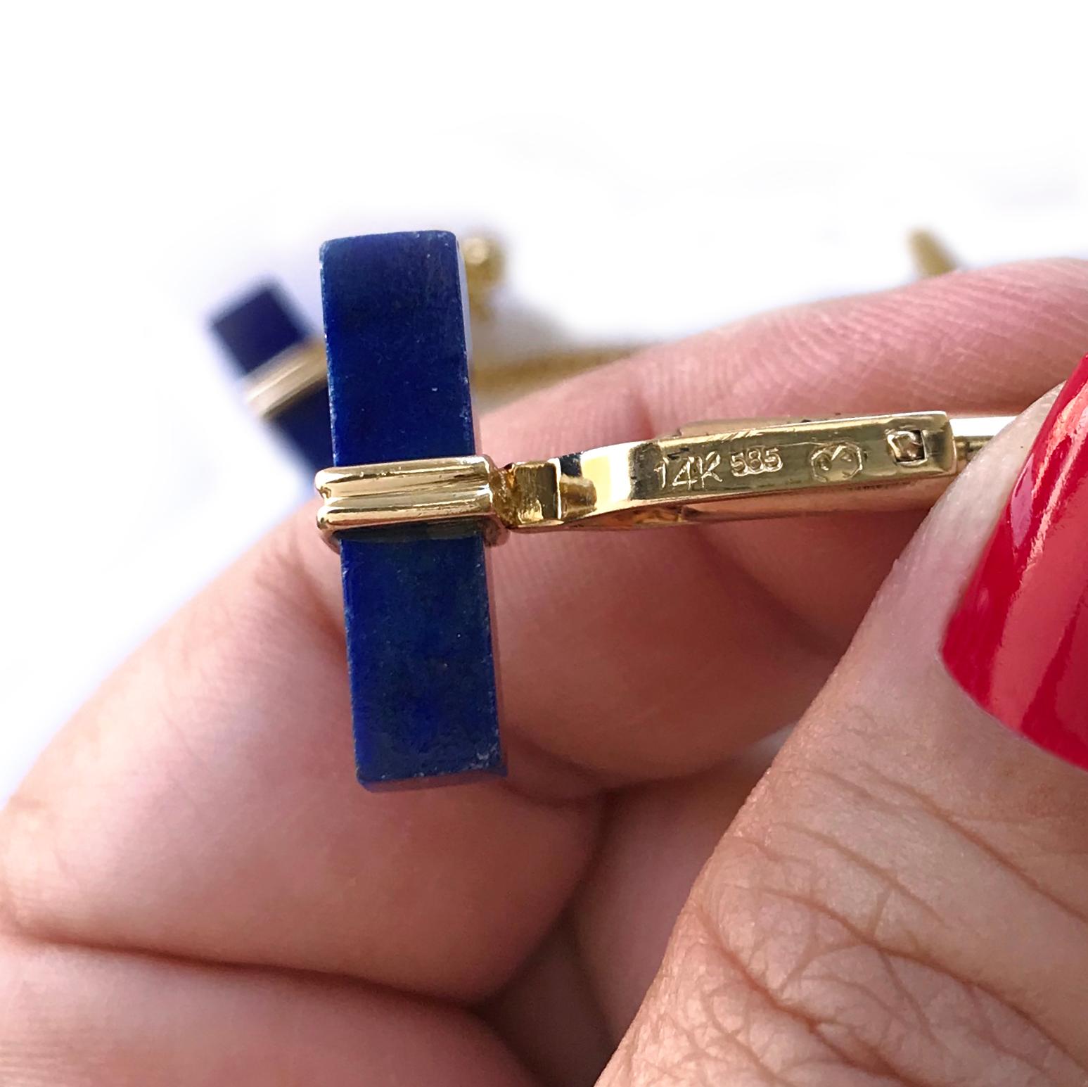 Retro 14 Karat Lapis Lazuli Set, Cufflinks, Tie-Tack