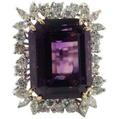 14 Karat Large Ballerina Amethyst Diamond Ring White Gold 14 Karat Large Ballerina Amethyst Diamond Ring White Gold