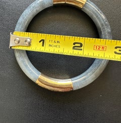 14 karat Lavender, Jade Smoky Gray Etched Gold Bangle 8.50 mm