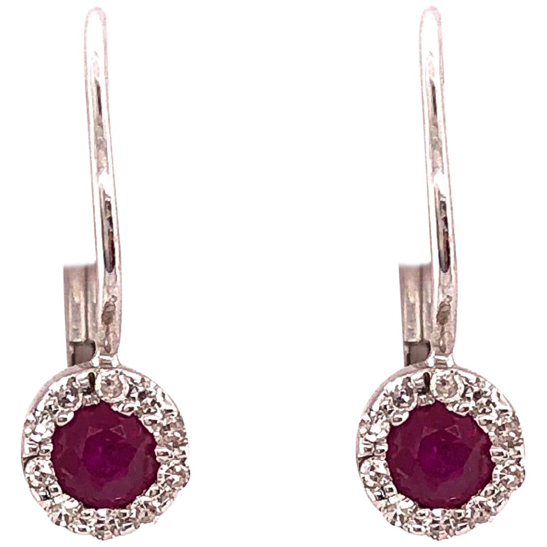 14 Karat Lever Back Pink Topaz with Diamond Earrings