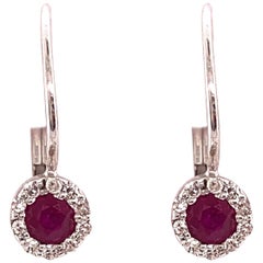 Boucles d'oreilles à levier en or 14 carats avec topaze rose et diamant