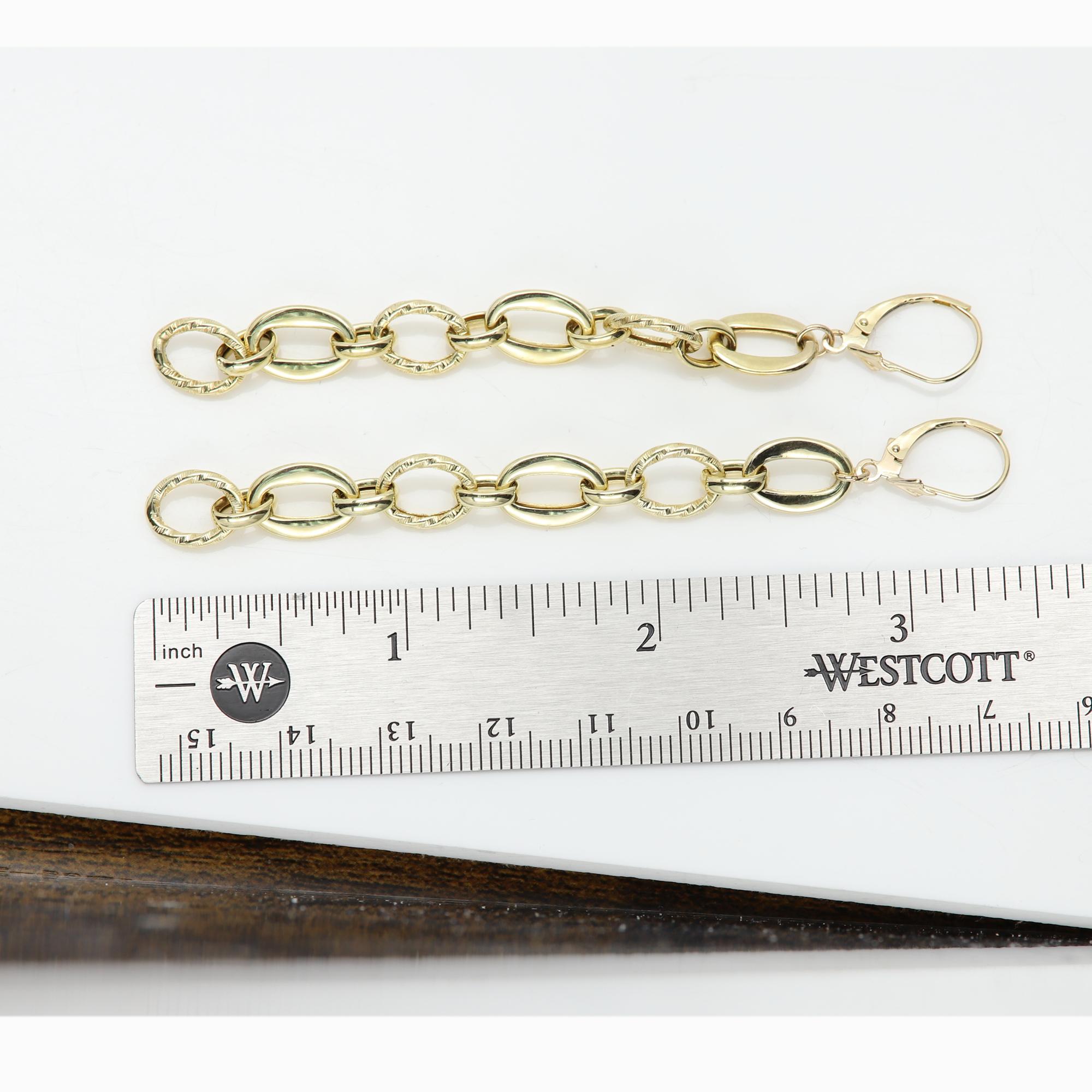 Women's Long Dangle Earrings 3' inch long 14 Karat artistic design Dangling Earring For Sale
