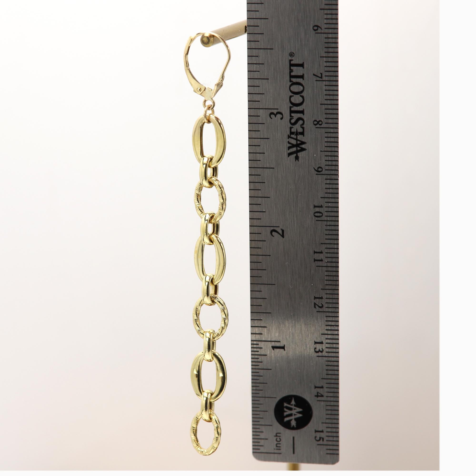 Long Dangle Earrings 3' inch long 14 Karat artistic design Dangling Earring For Sale 5