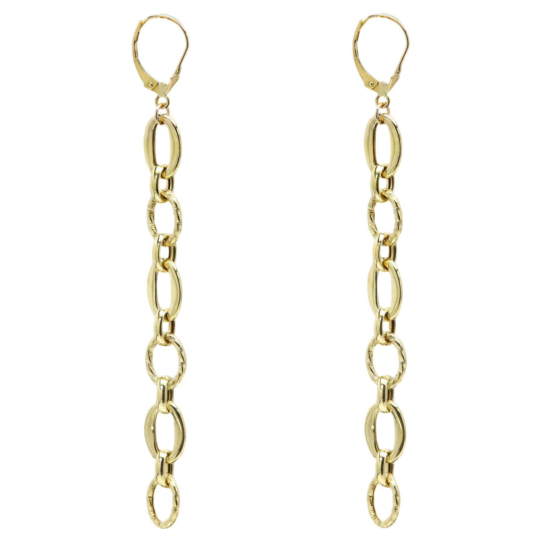 Long Dangle Earrings 3' inch long 14 Karat artistic design Dangling Earring