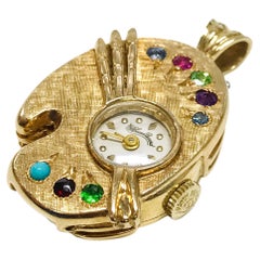 Lucien Piccard Yellow Gold Multi-Stone Pendant Watch