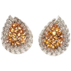 14 Karat Luise Gioielli Modified Horseshoe Yellow Sapphire and Diamond Earrings
