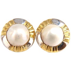 14 Karat Mabe Pearl Clip Earrings