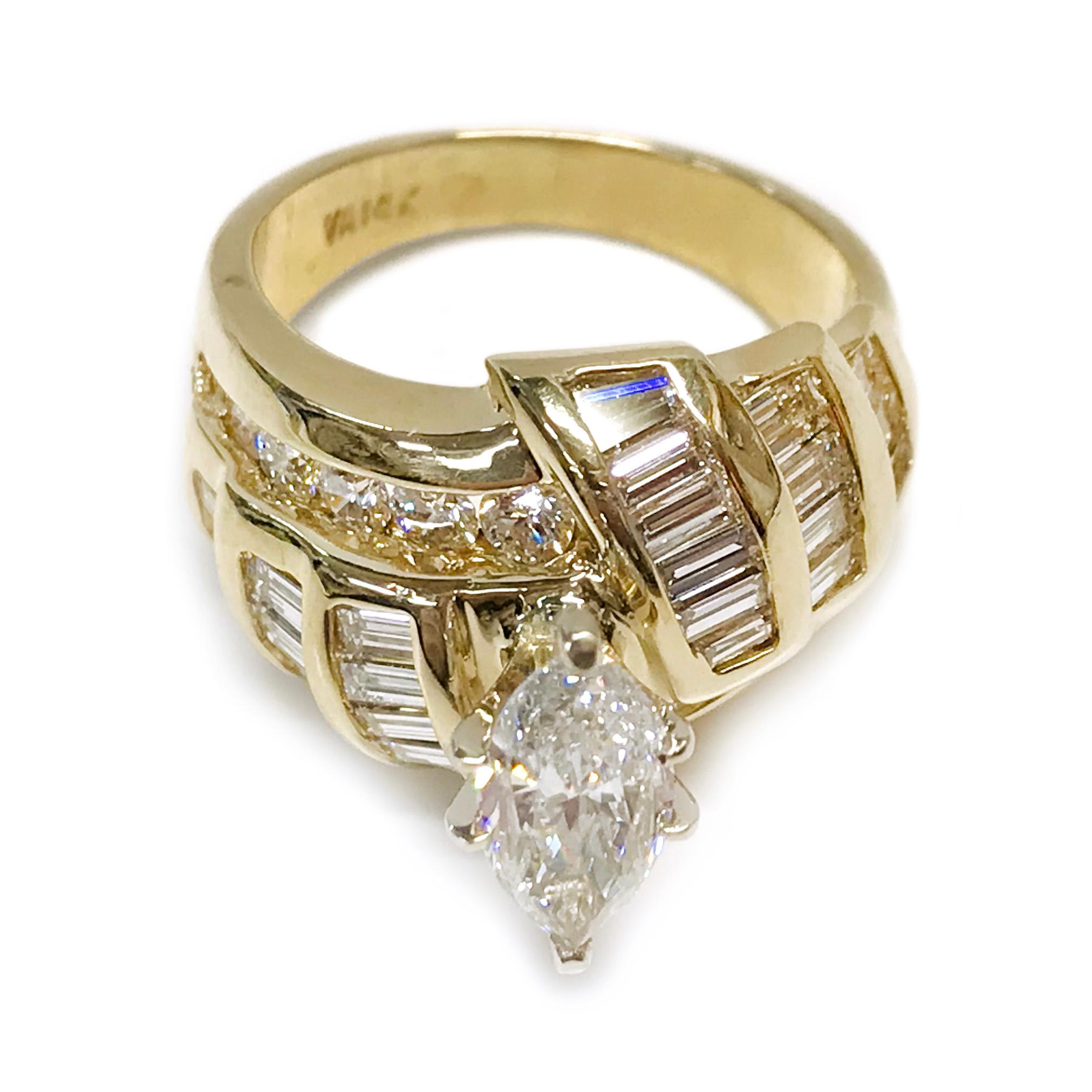 Contemporary 14 Karat Marquise Diamond Ring