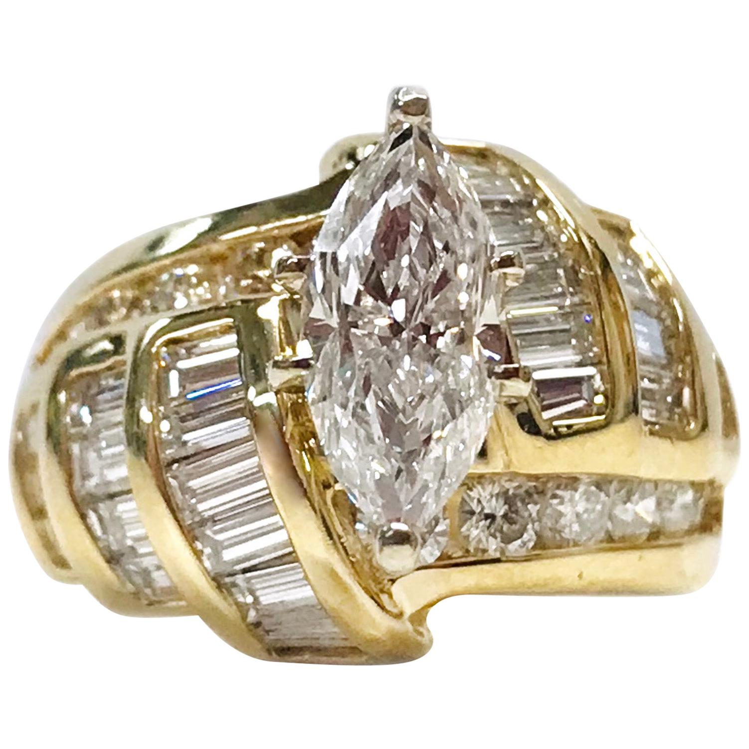 14 Karat Marquise Diamond Ring