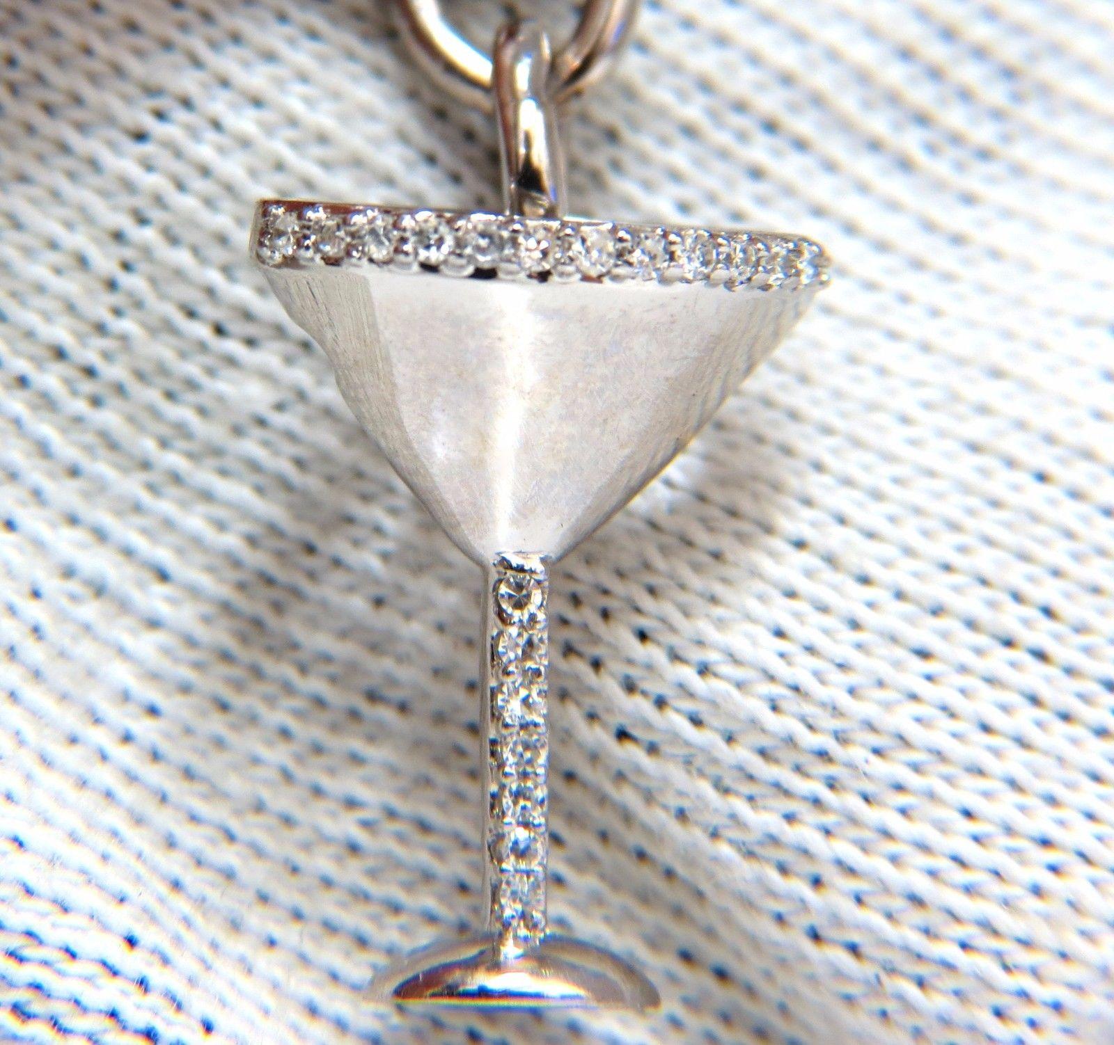 Round Cut 14 Karat Martini Charm Toggle Bracelet .15 Carat Diamonds For Sale