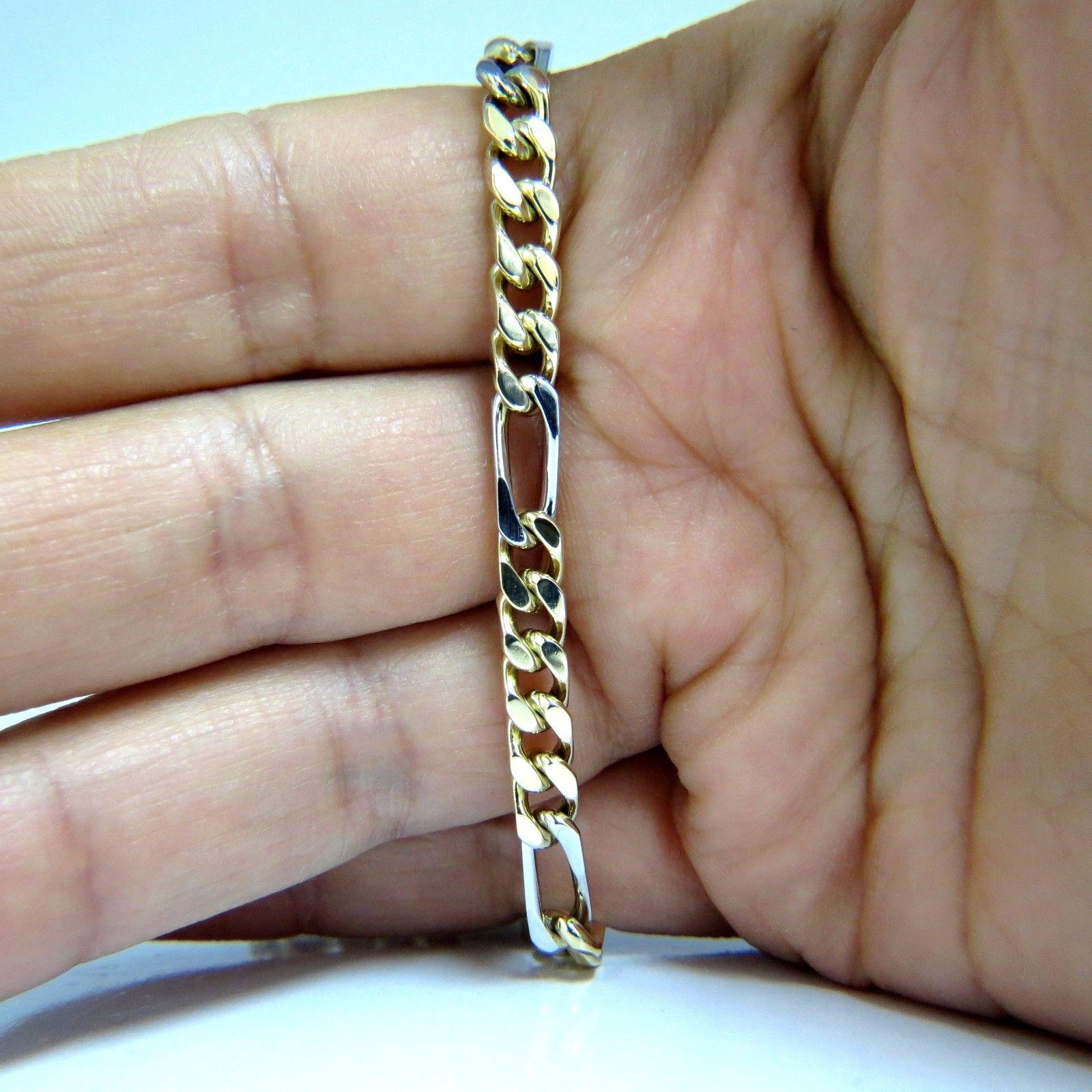 14 Karat Men’s Classic Figaro Bracelet In New Condition In New York, NY