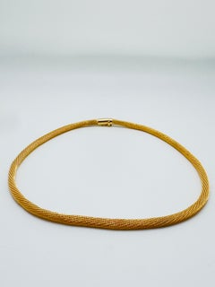 14 Karat Mesh Tube Collar Necklace, 17 Inches Long, Yellow Gold