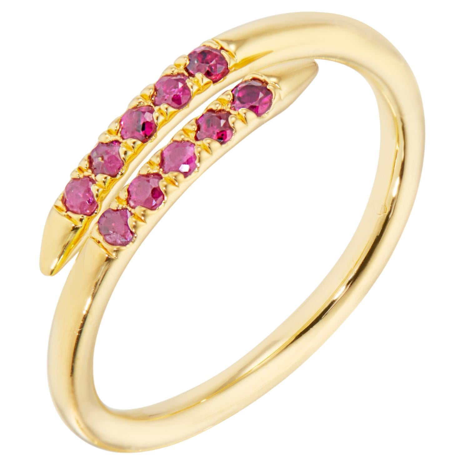 14 Karat Serpent Ring with Ruby Pave by Chee Lee New York For Sale