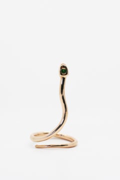 14 Karat Mini Sister Snake Green Tsavorite Ring