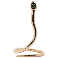 14 Karat Mini Sister Snake Green Tsavorite Ring