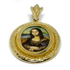 14 Karat 'Mona Lisa' Masterpiece Hand Painted MOP Pendant #0775