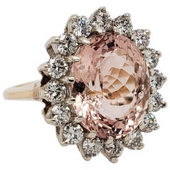 Bague cocktail en or 14 carats avec Morganite et diamants