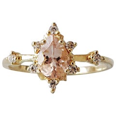 7x5MM Pink Pear Morganite Diamond Yellow Gold Ring