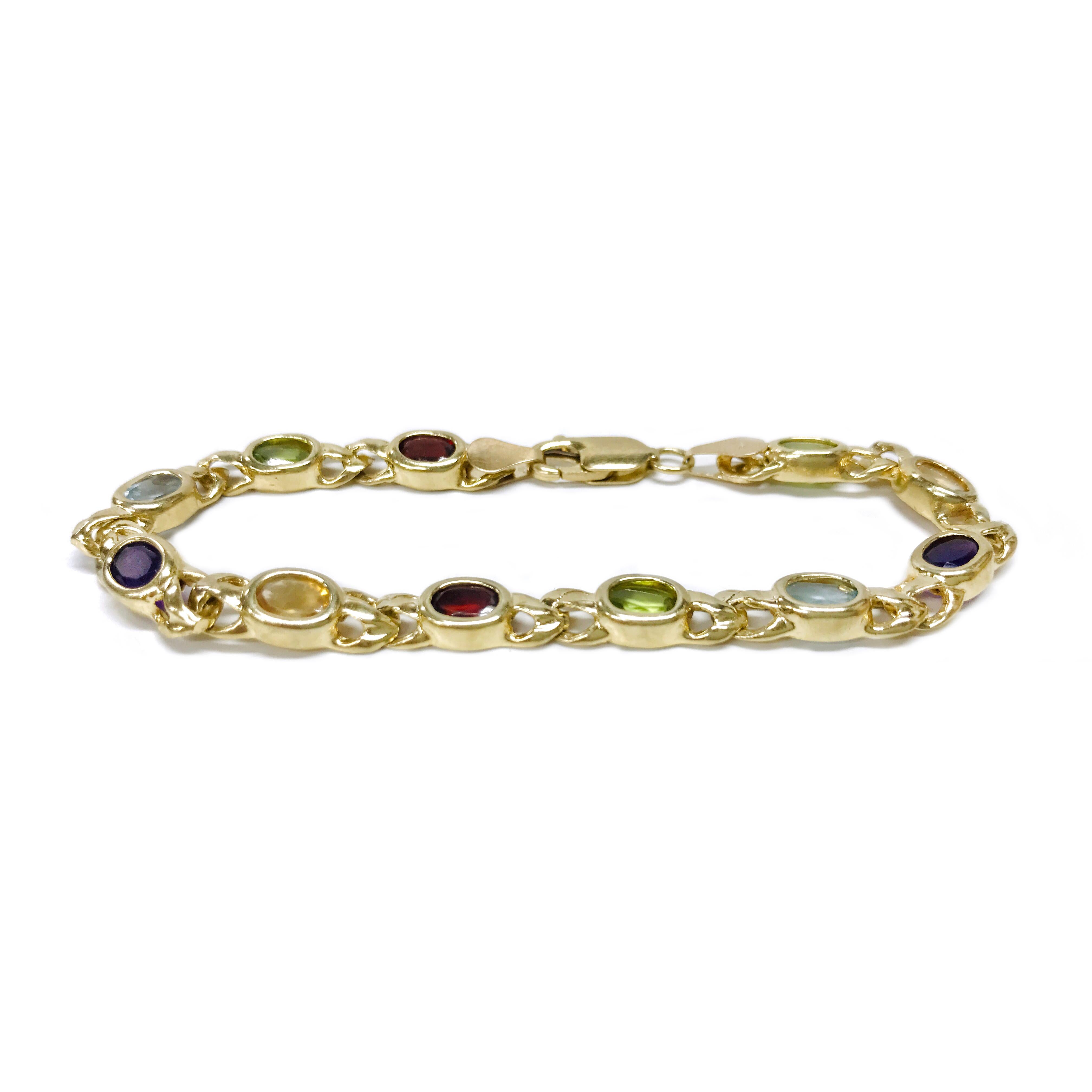 14k gold multi gemstone bracelet
