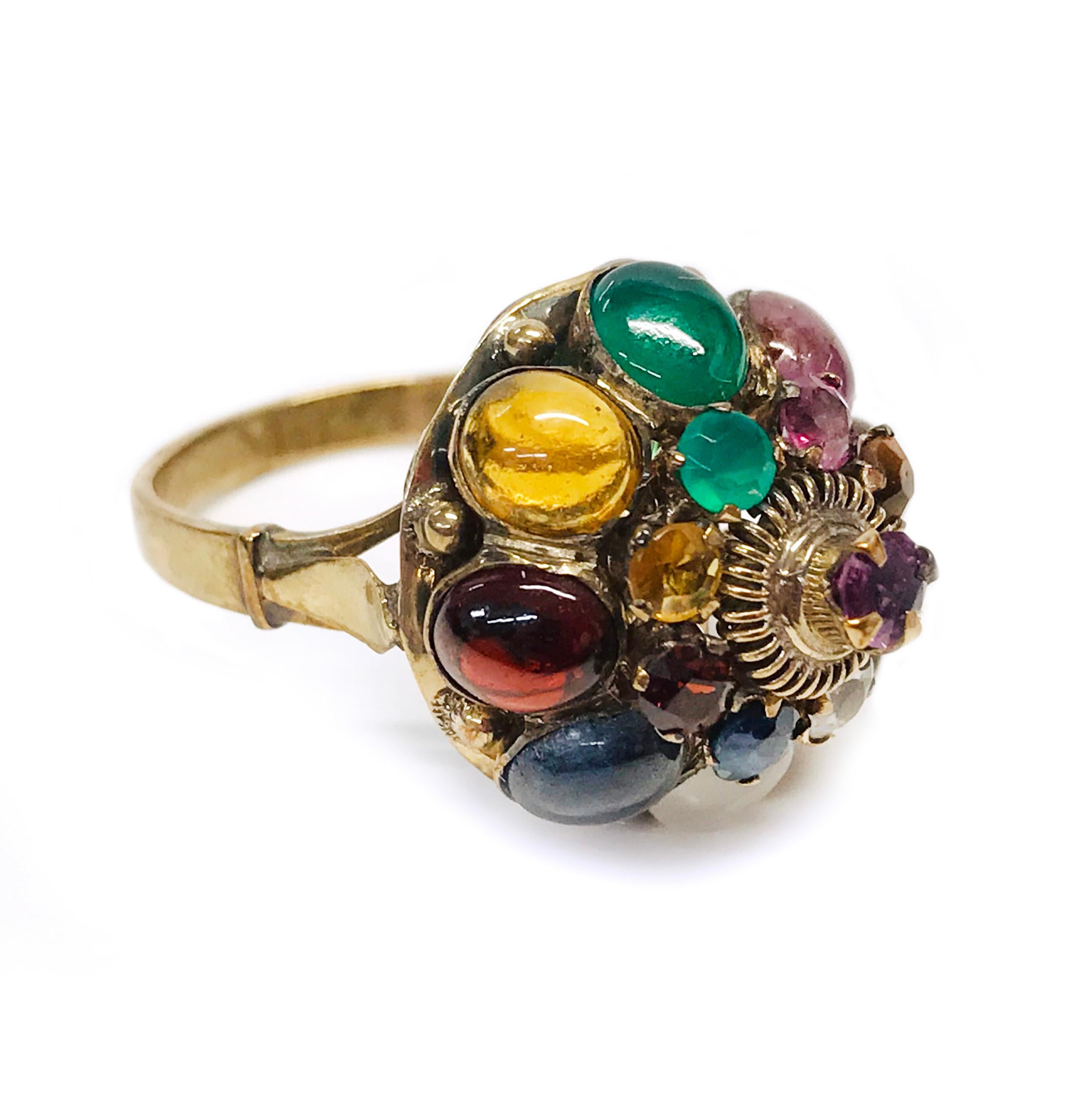 14 Karat Multi-Gemstone Thai Princess Dome Ring at 1stDibs | thai ...