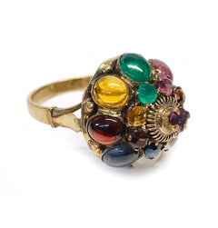 14 Karat Multi-Gemstone Thai Princess Dome Ring
