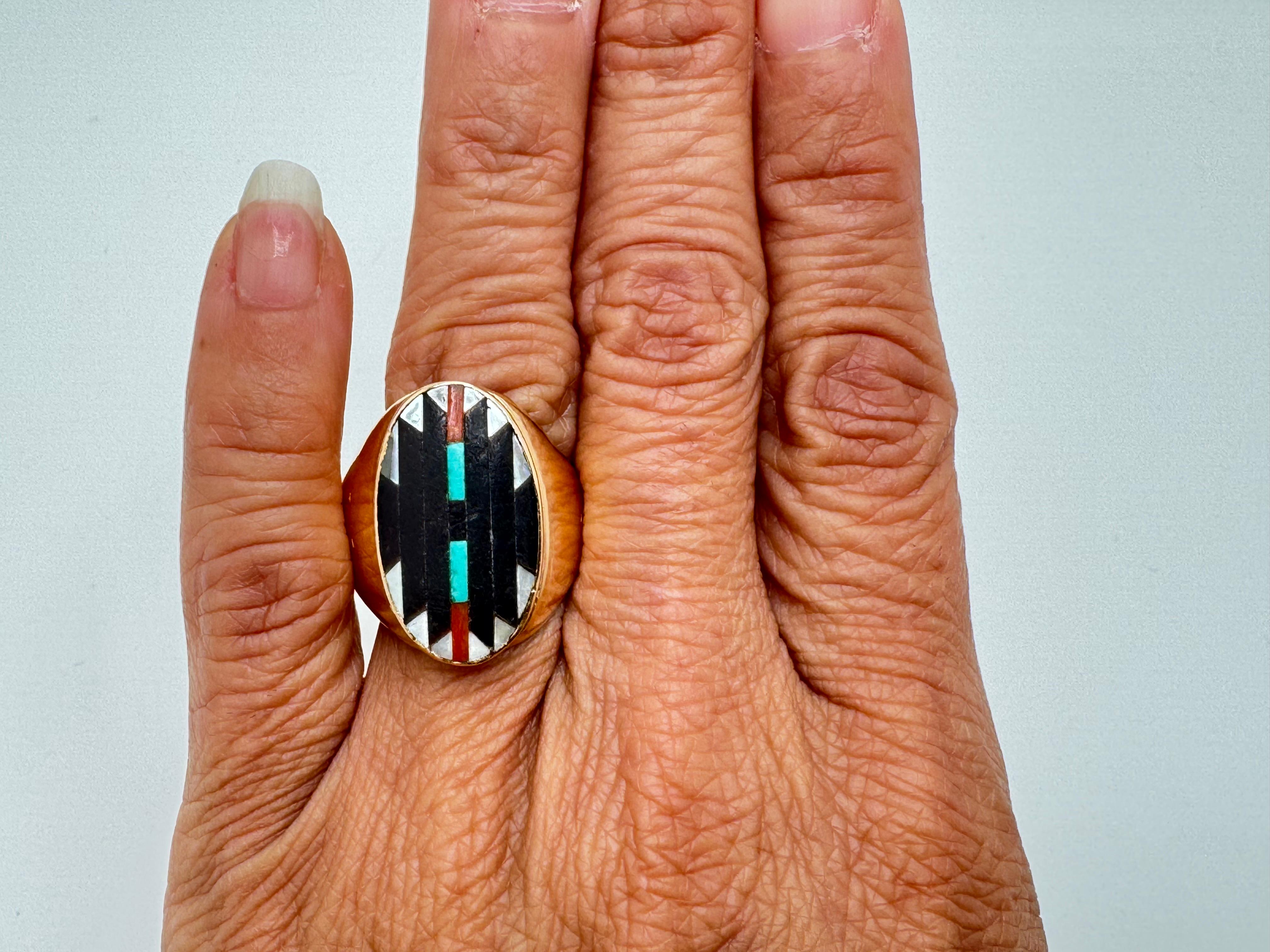 14 Karat Indianer Ring für Damen oder Herren im Angebot