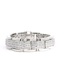 Bracciale da uomo con diamanti tondi taglio brillante Nature da 14 carati con incastonatura a pavé In magazzino