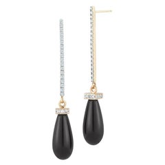 14 Karat Onyx Drop Bar Earring