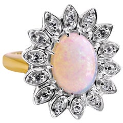 14 Karat Opal and Diamond Ladies Ring