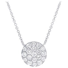 14 Karat Pave Circle Pendant with the Chain