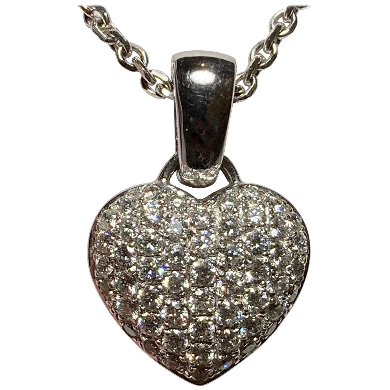 14 Karat Pave Diamond Heart For Sale