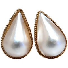 14 Karat Pear Mabe Pearl Clip Earrings