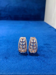 14 Karat Pear Shape Diamond Hoop Earrings