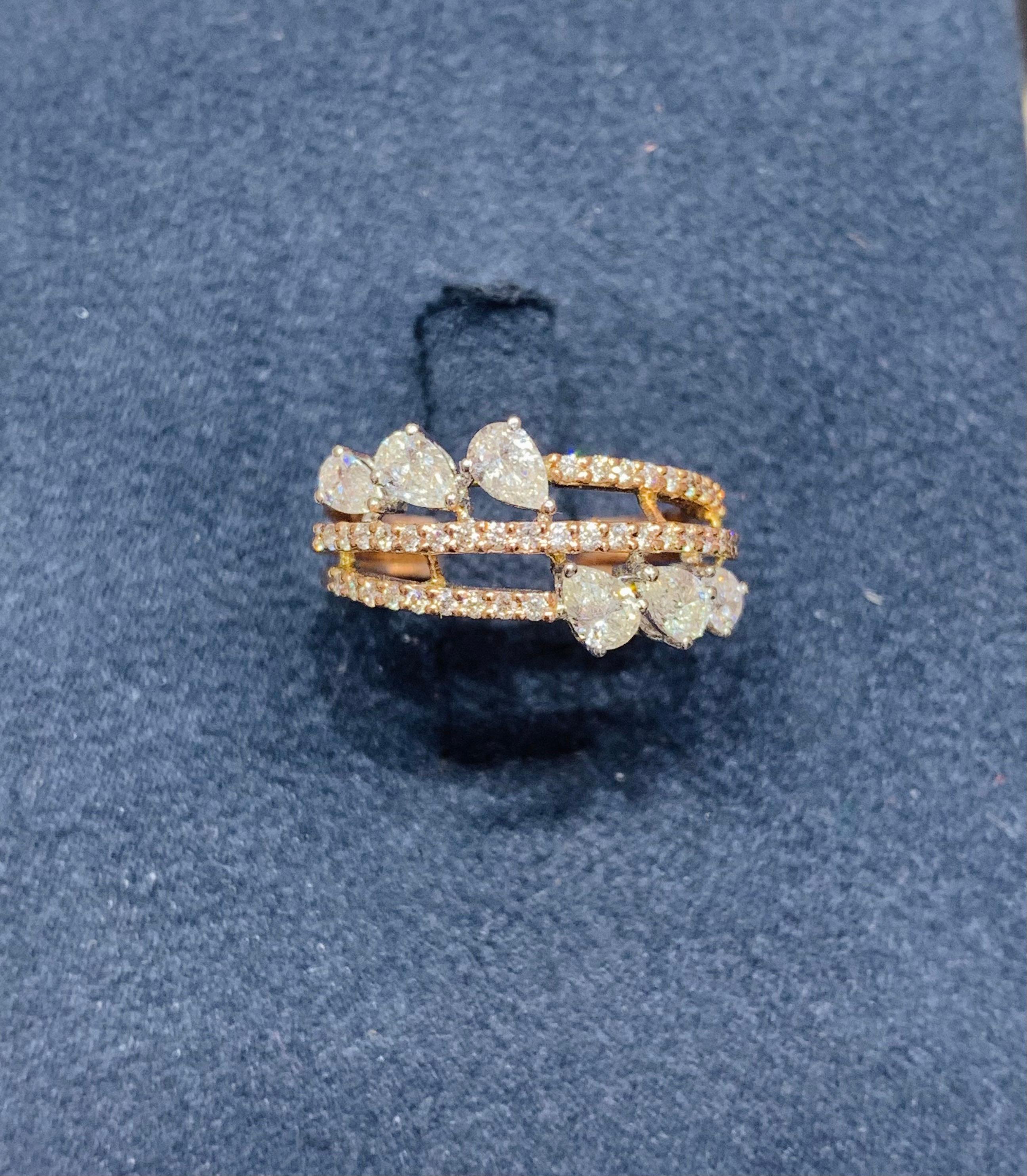 For Sale:  14 Karat Pear Shape Diamond Ring 2