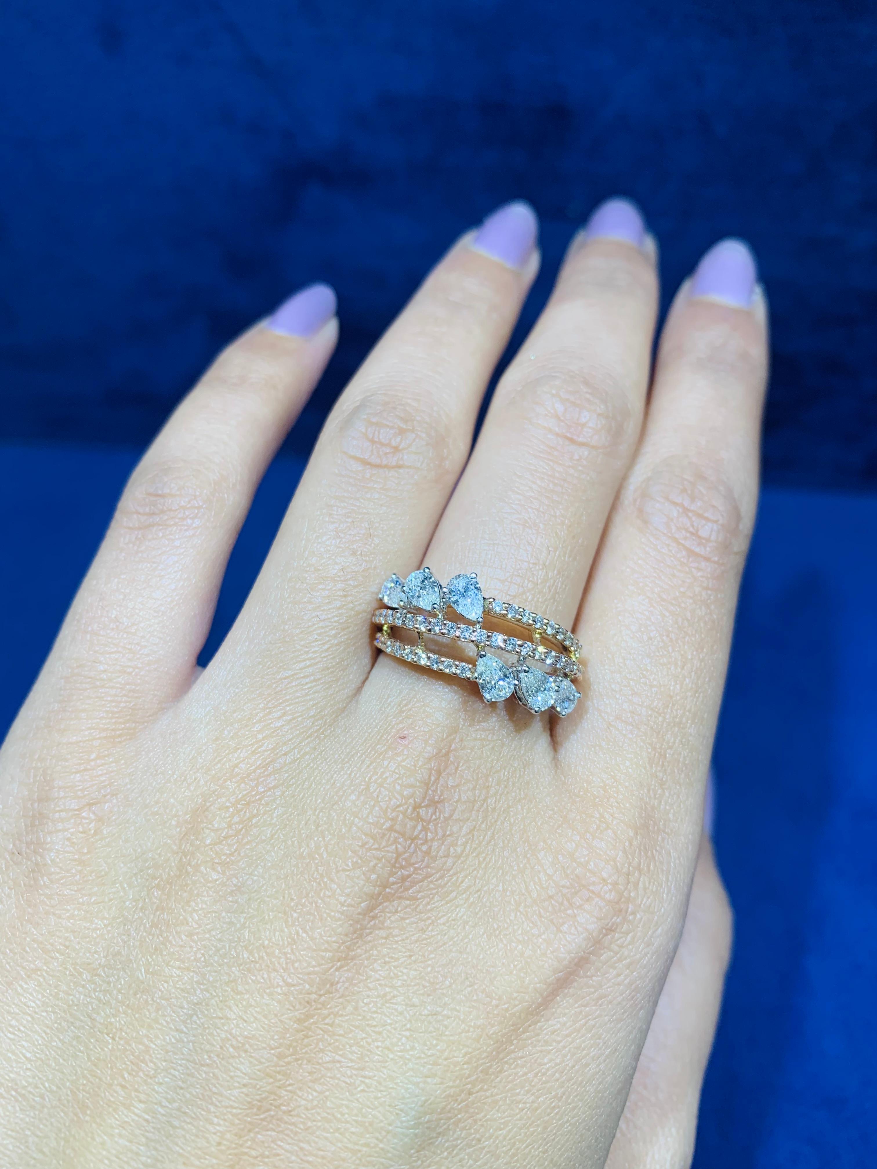 For Sale:  14 Karat Pear Shape Diamond Ring 3