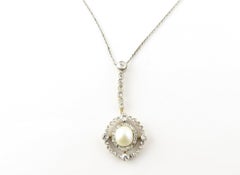 14 Karat Pearl and Diamond Pendant Necklace