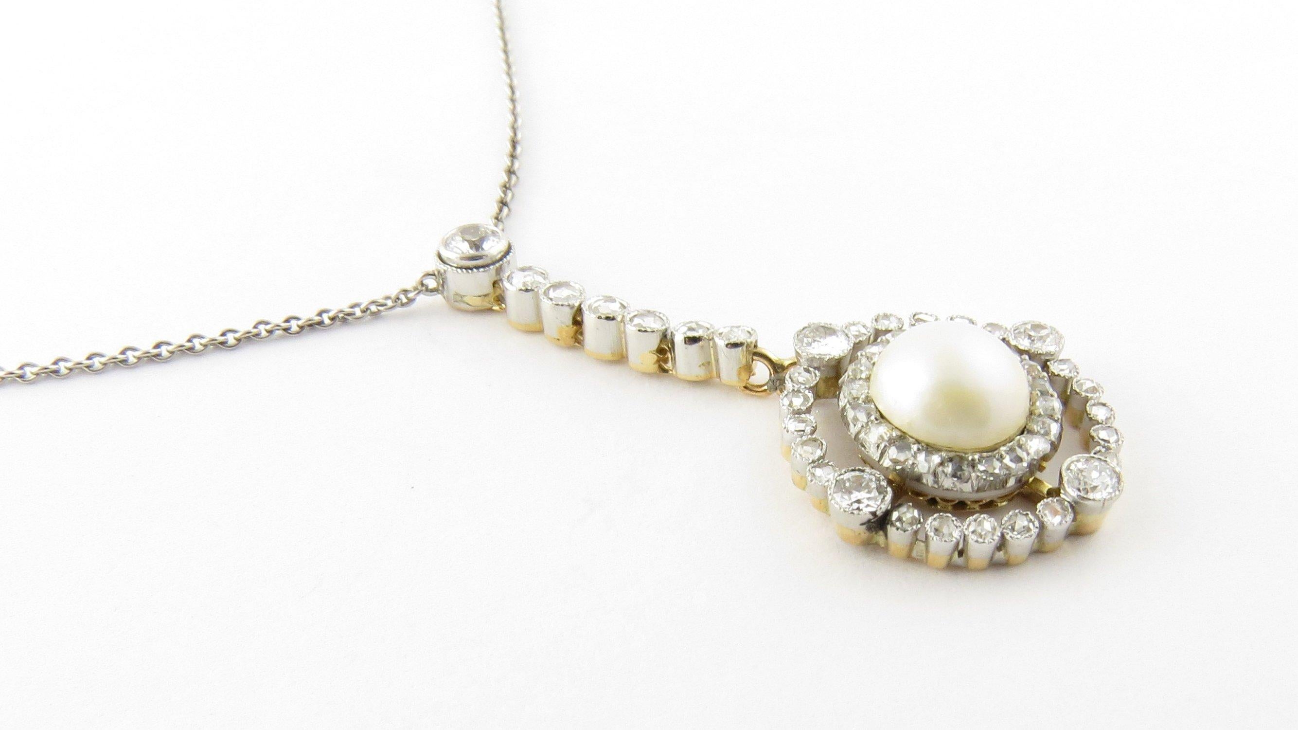 14 Karat Pearl and Diamond Pendant Necklace 1
