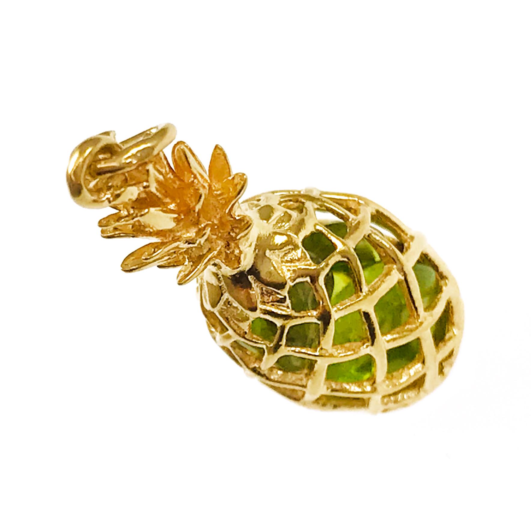 Retro 14 Karat Peridot Pineapple Pendant