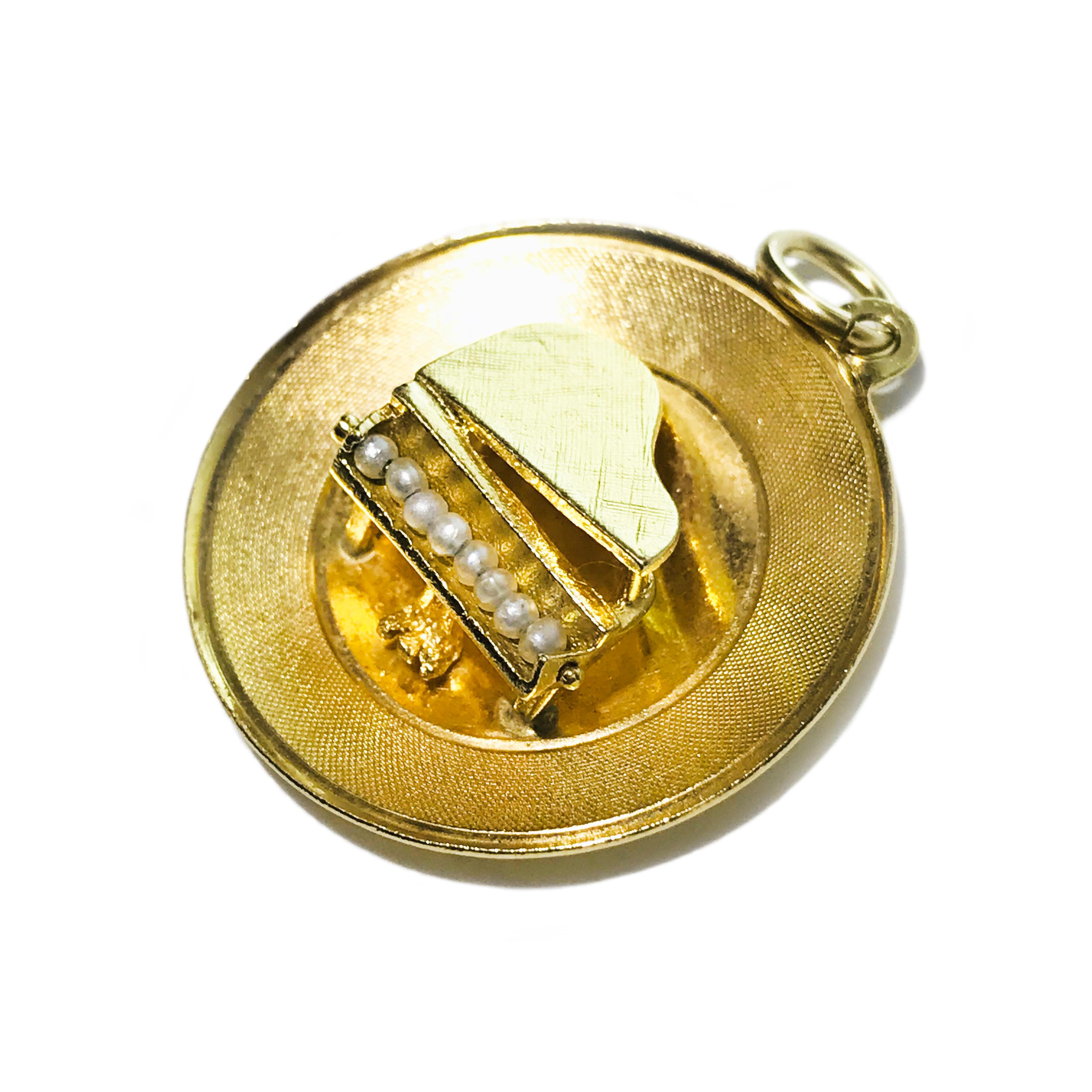 Round Cut 14 Karat Piano Seed Pearl Pendant