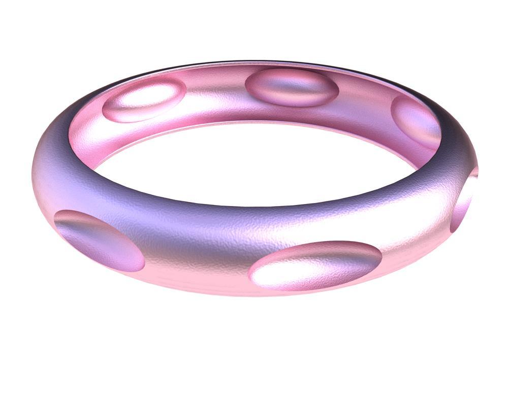 Contemporary 14 Karat Pink Gold 7 Ovals Bangle Bracelet For Sale