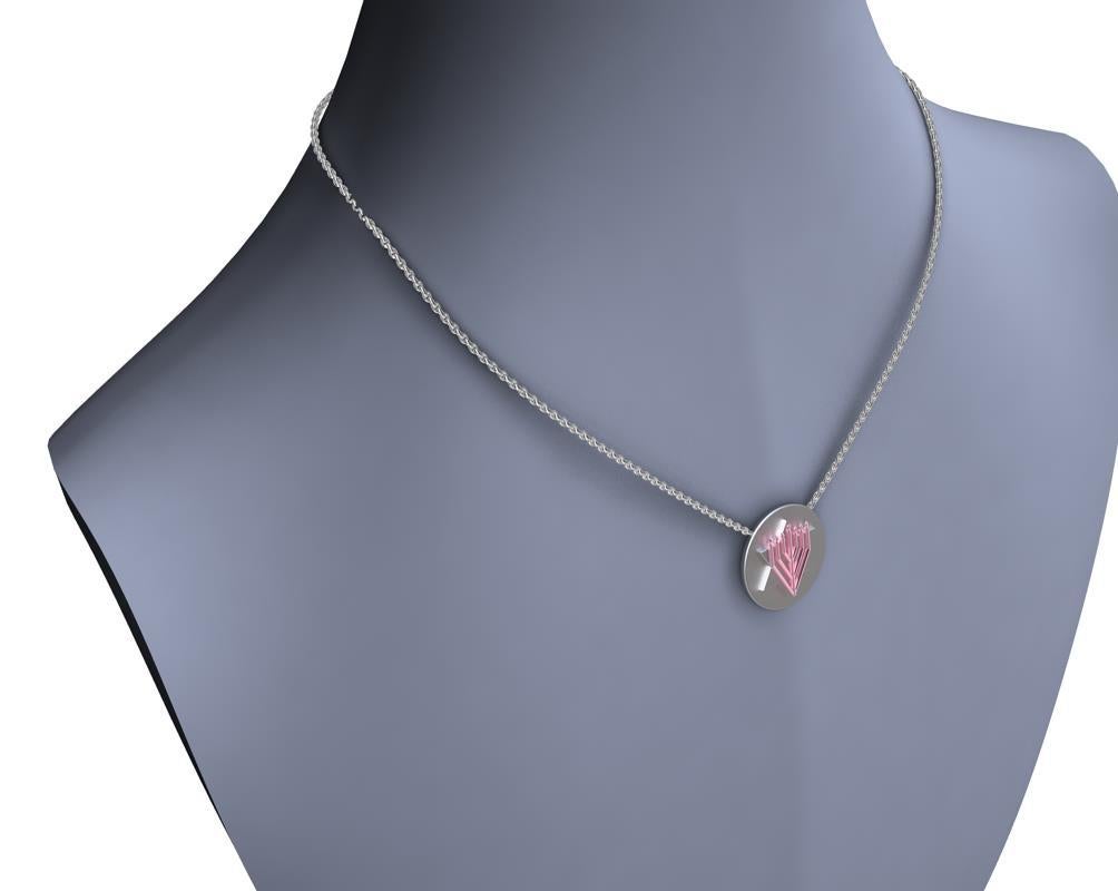 Contemporary 14 Karat Pink and Sterling Silver Judaica Art Pendant Necklace For Sale