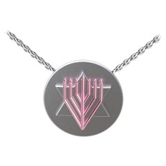 14 Karat Pink and Sterling Silver Judaica Art Pendant Necklace