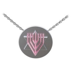 14 Karat Rosa und Sterlingsilber Halskette mit Judaica-Kunst-Anhänger