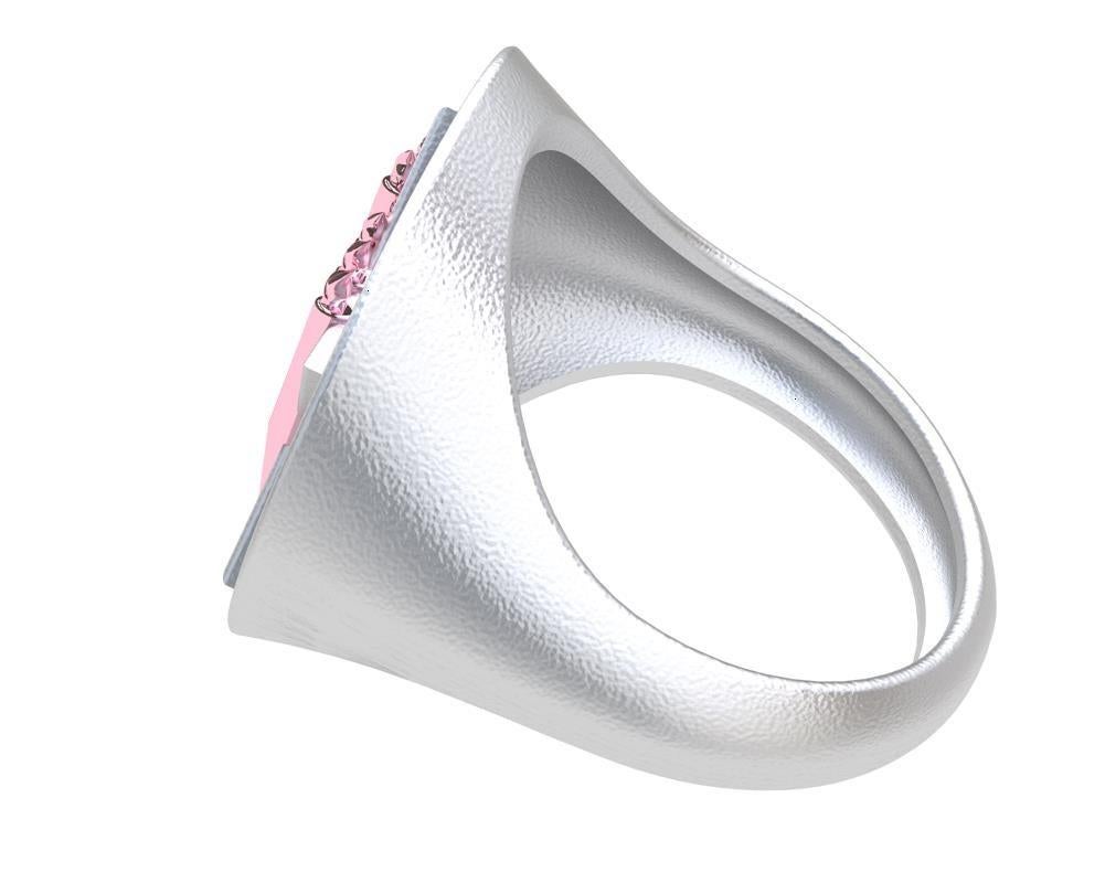 For Sale:  14 Karat Pink and Sterling Silver Judaica Art Signet Ring 6