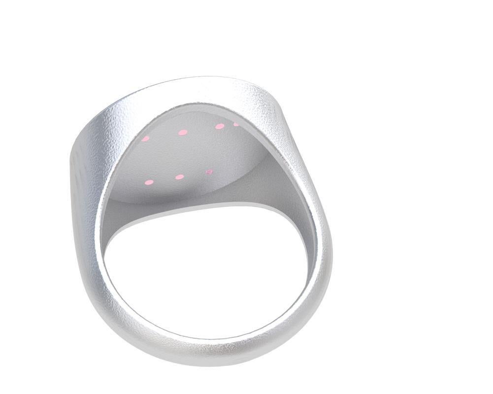 For Sale:  14 Karat Pink and Sterling Silver Judaica Art Signet Ring 8